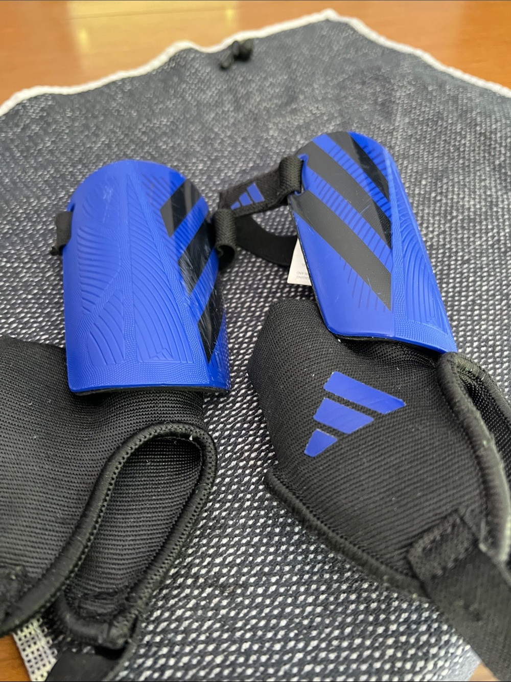 adidas Blue and Black Soccer Shin Guards with Sleeves